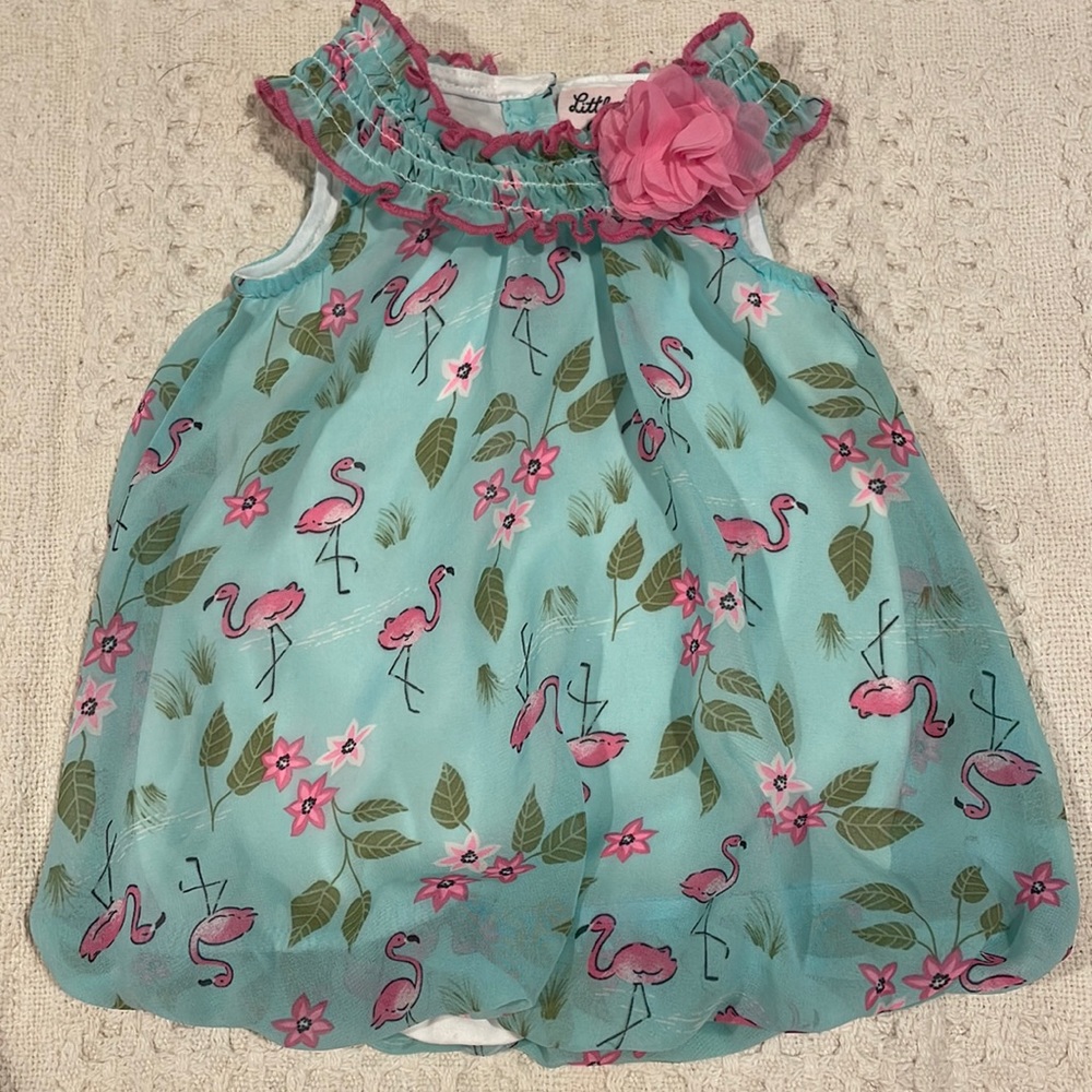 Little Lass Baby Flamingo Romper 0-3M